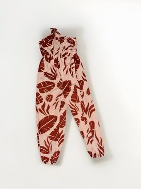 SHEIN Pink Jumpsuit with Rust Leaf Print